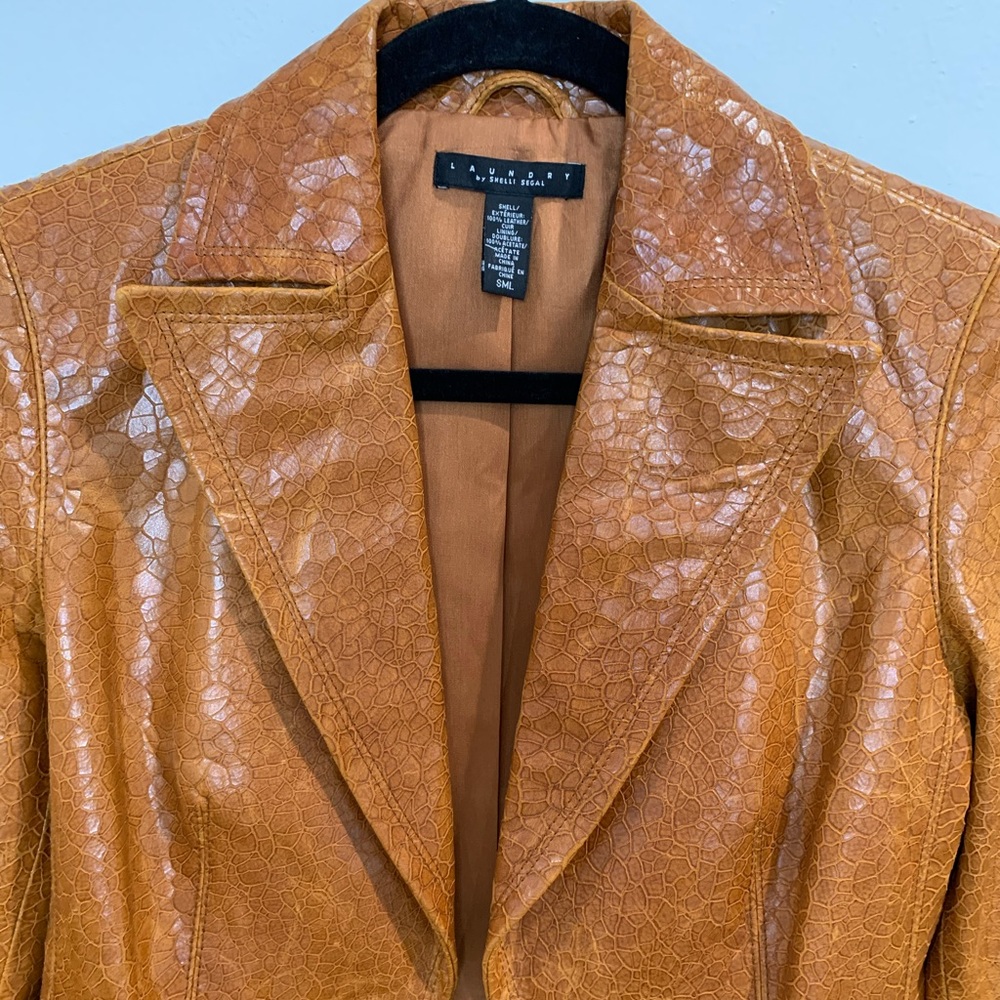 Laundry-Shelli Segal Croc Embossed Leather jacket - Picture 8 of 12